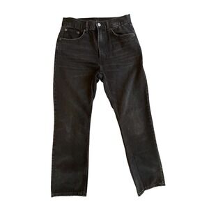 Zara High Waist Straight Leg Jeans Womens Size 10 Faded Distressed Black Wash